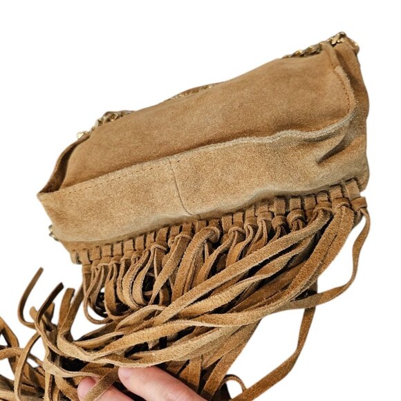 Zara Tan Suede Fringe Crossbody Bag - Picture 7 of 14